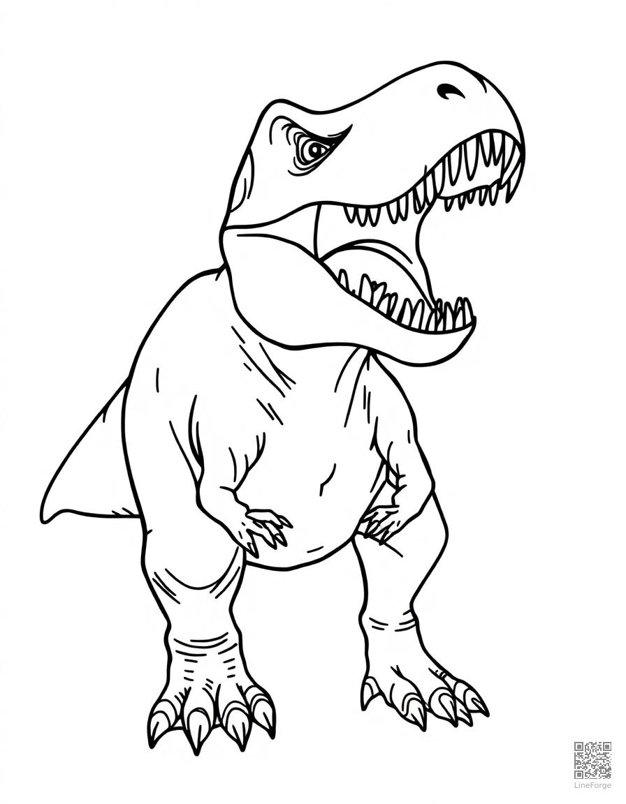 Tyrannosaurus Rex roaring coloring page Contour style free printable