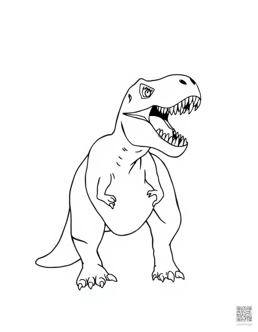 Tyrannosaurus Rex roaring coloring page Minimal style free printable