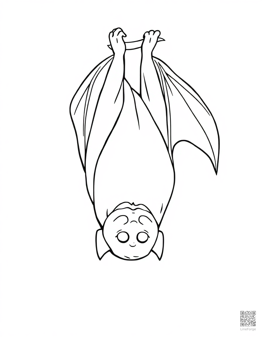 vampire bat hanging upside down coloring page Contour style - free printable