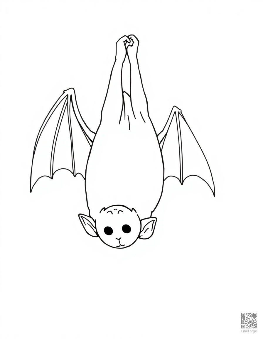 vampire bat hanging upside down coloring page Minimal style - free printable
