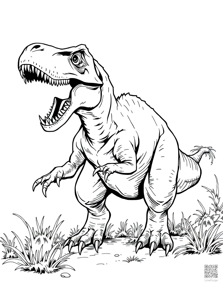 Velociraptor hunting coloring page Manga style - free printable