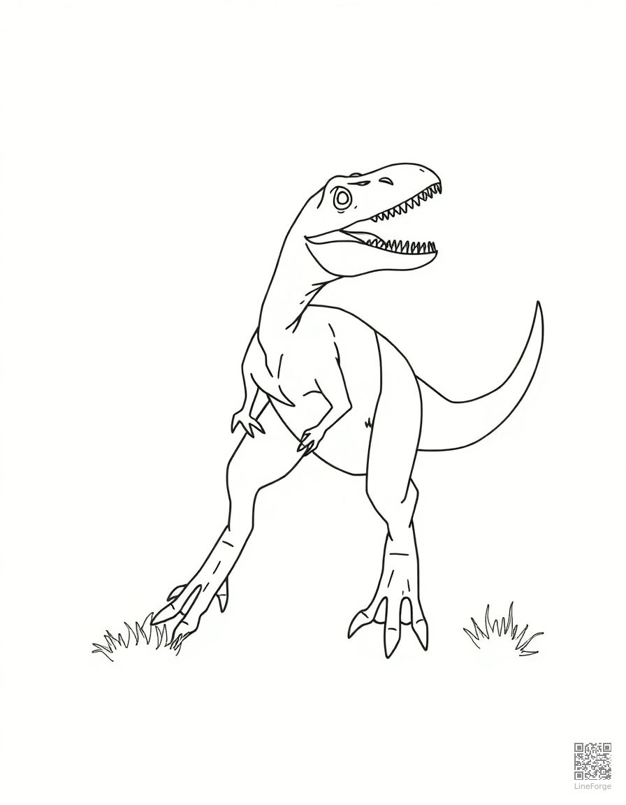 Velociraptor hunting coloring page Minimal style - free printable