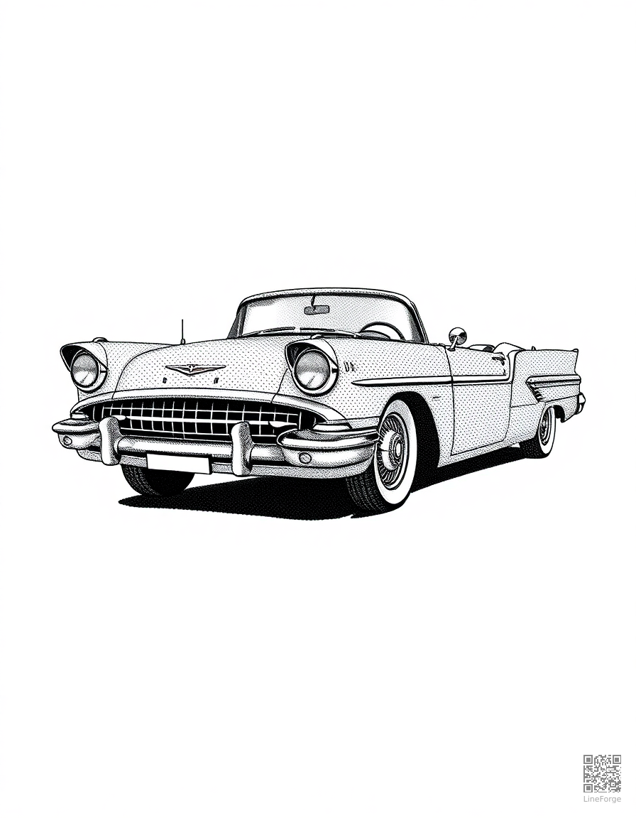 vintage car from the 1950s coloring page Stipple style - free printable