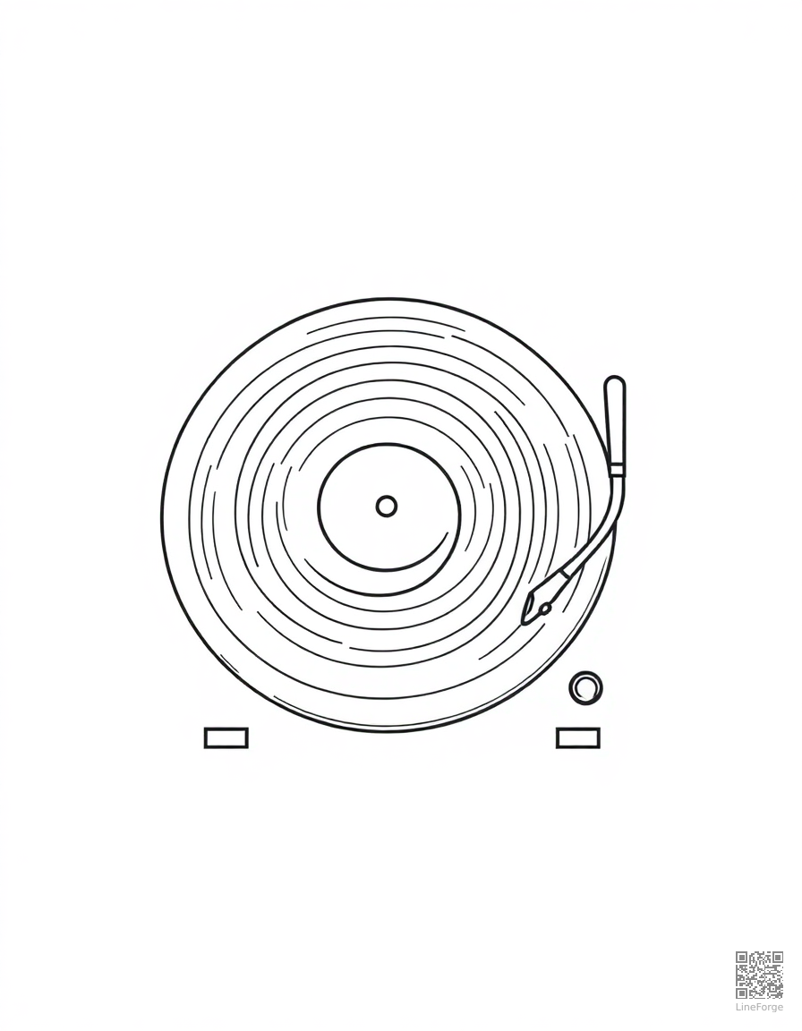 vinyl record player spinning coloring page Minimal style - free printable