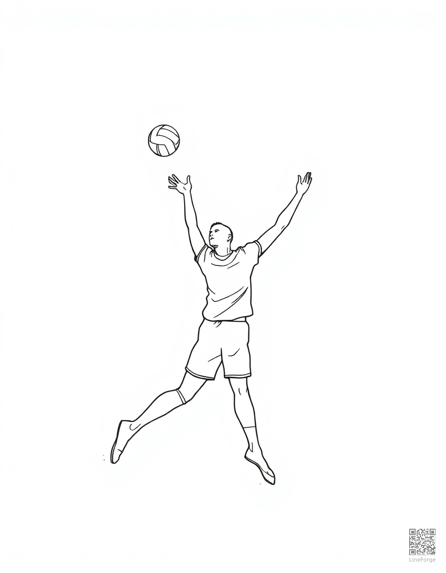 volleyball player spiking the ball coloring page Minimal style - free printable