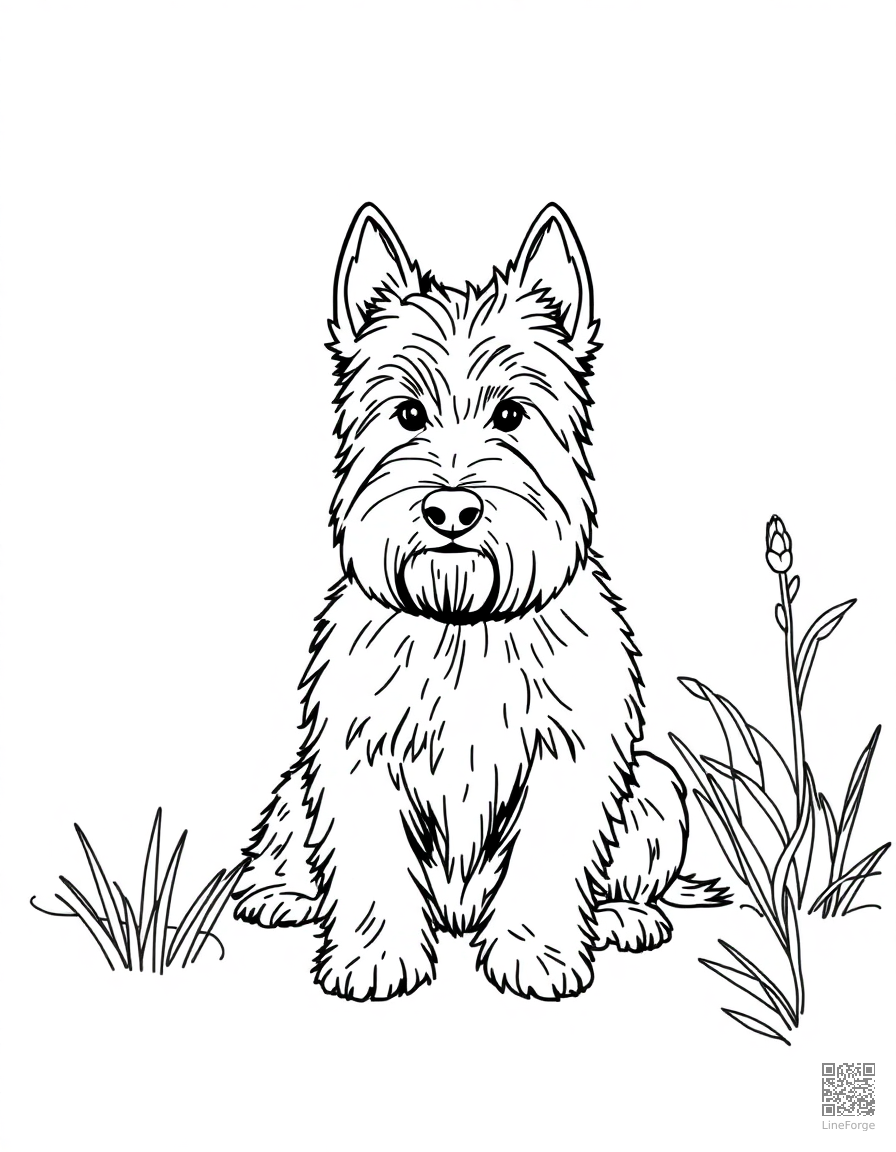 west highland white terrier sitting in a garden coloring page Minimal style - free printable