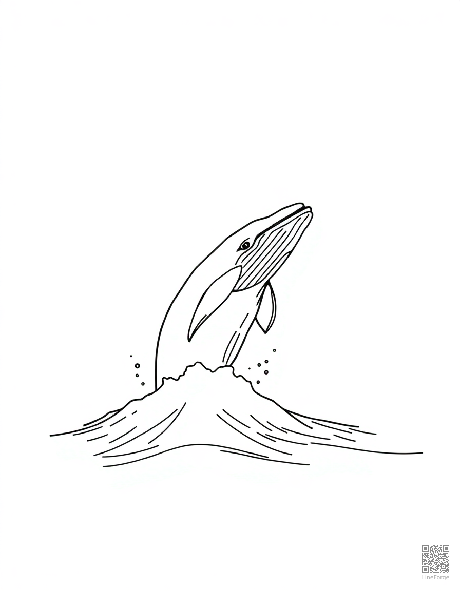 Whale breaching the ocean surface coloring page Minimal style - free printable