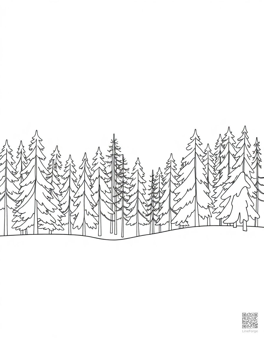 winter wonderland forest with fresh snow coloring page Minimal style - free printable