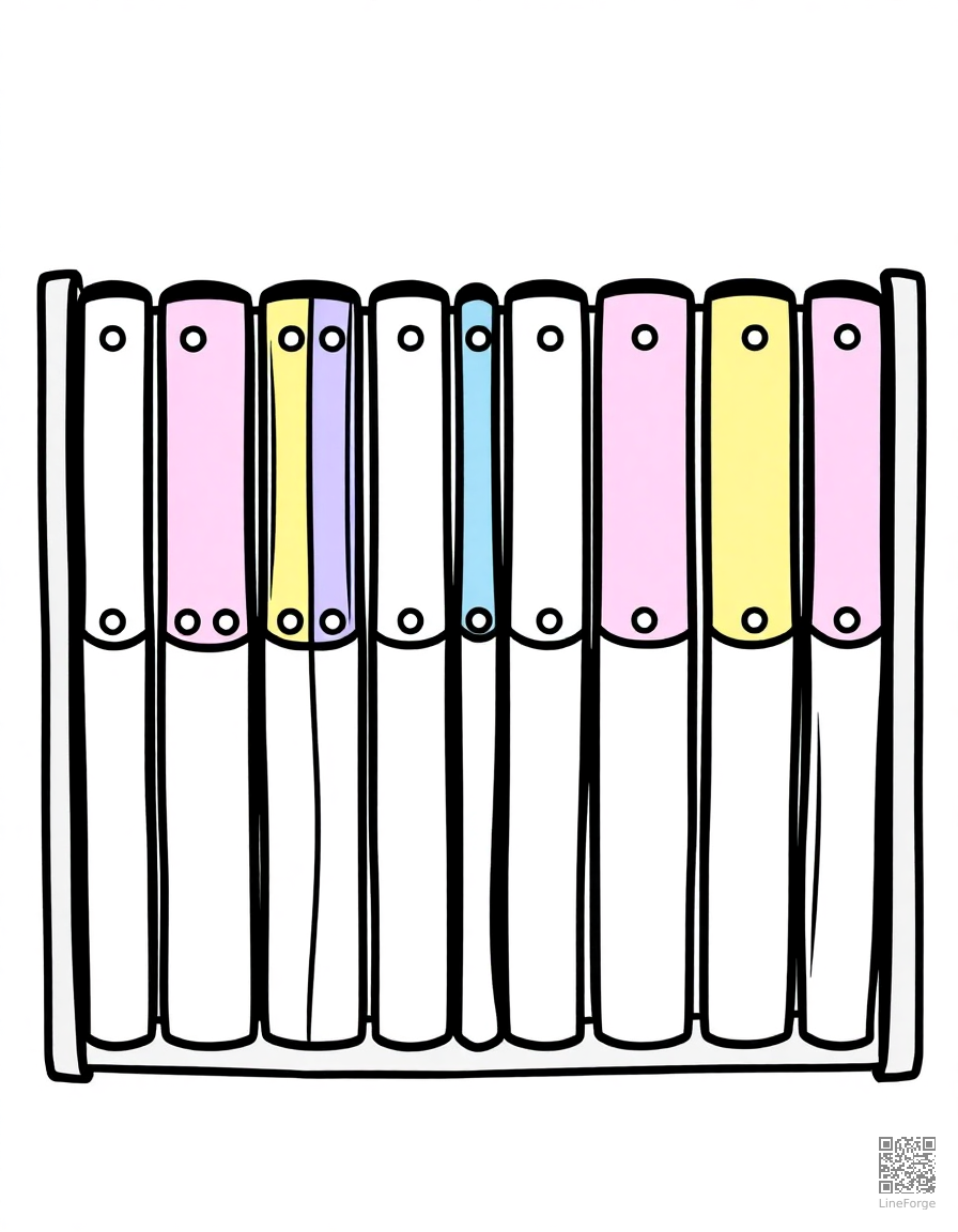 xylophone with colorful bars coloring page Contour style - free printable
