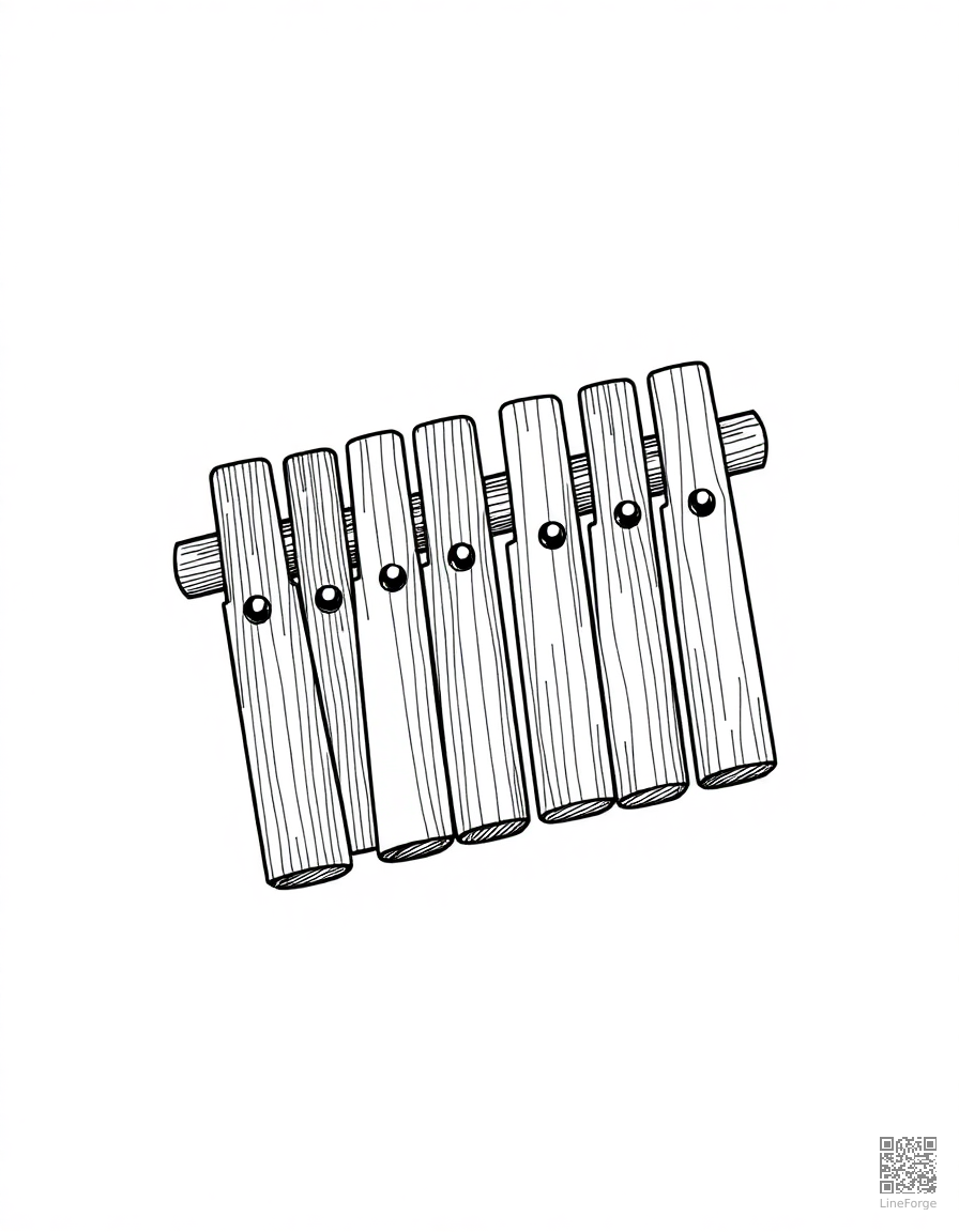 xylophone with colorful bars coloring page Crosshatch style - free printable