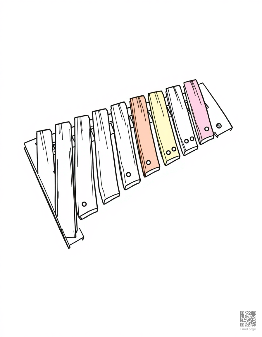 xylophone with colorful bars coloring page Manga style - free printable