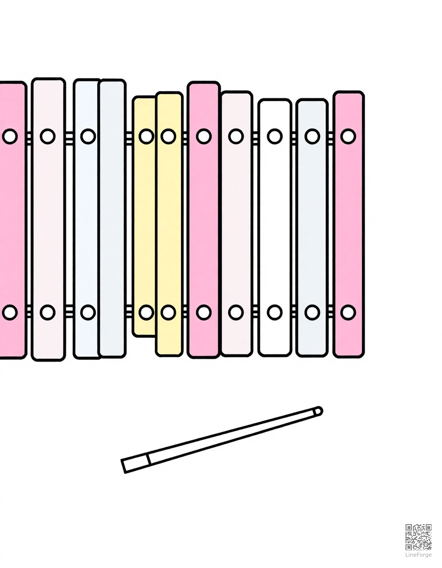 xylophone with colorful bars coloring page Minimal style - free printable