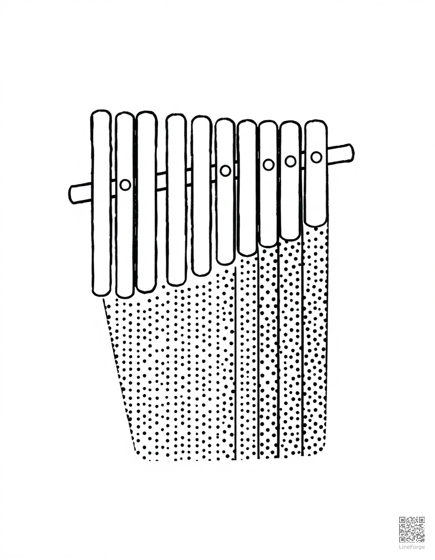 xylophone with colorful bars coloring page Stipple style - free printable