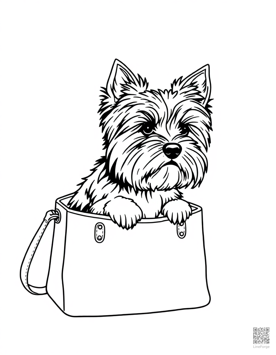 yorkshire terrier sitting in a handbag coloring page Minimal style - free printable