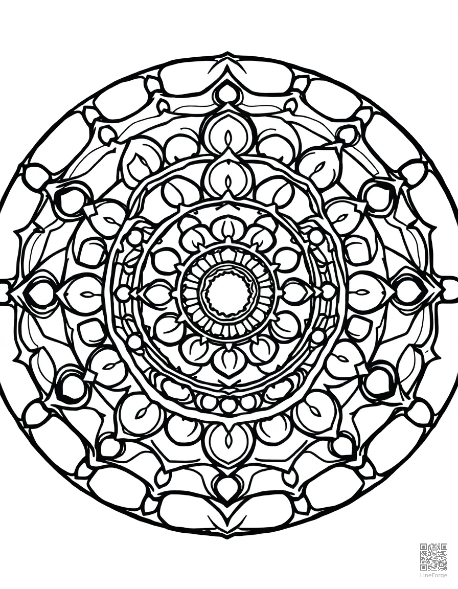 zen garden mandala with raked sand patterns coloring page Contour style - free printable