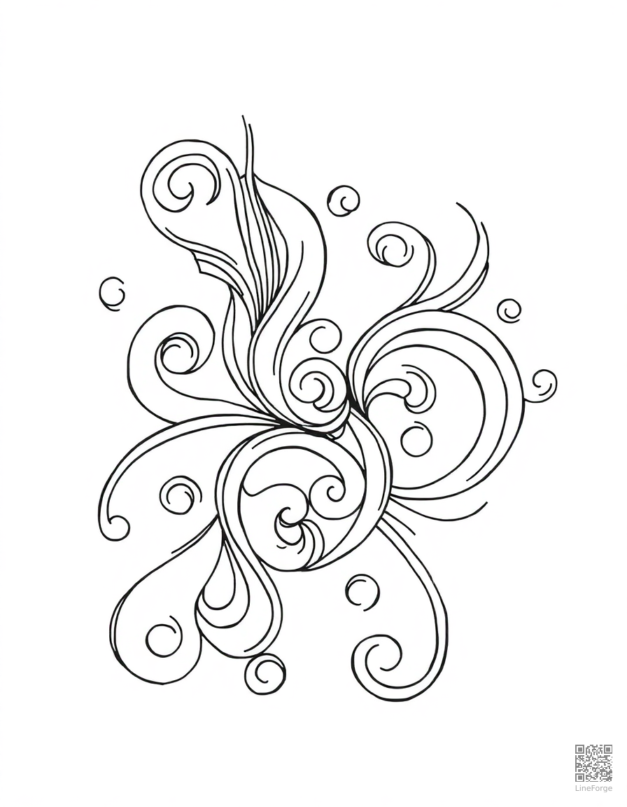 Zentangle abstract pattern with swirls coloring page Contour style free printable
