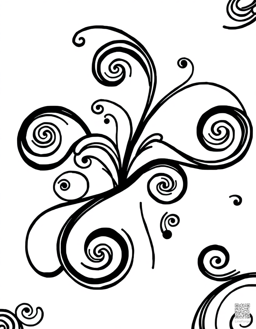 Zentangle abstract pattern with swirls coloring page Minimal style free printable
