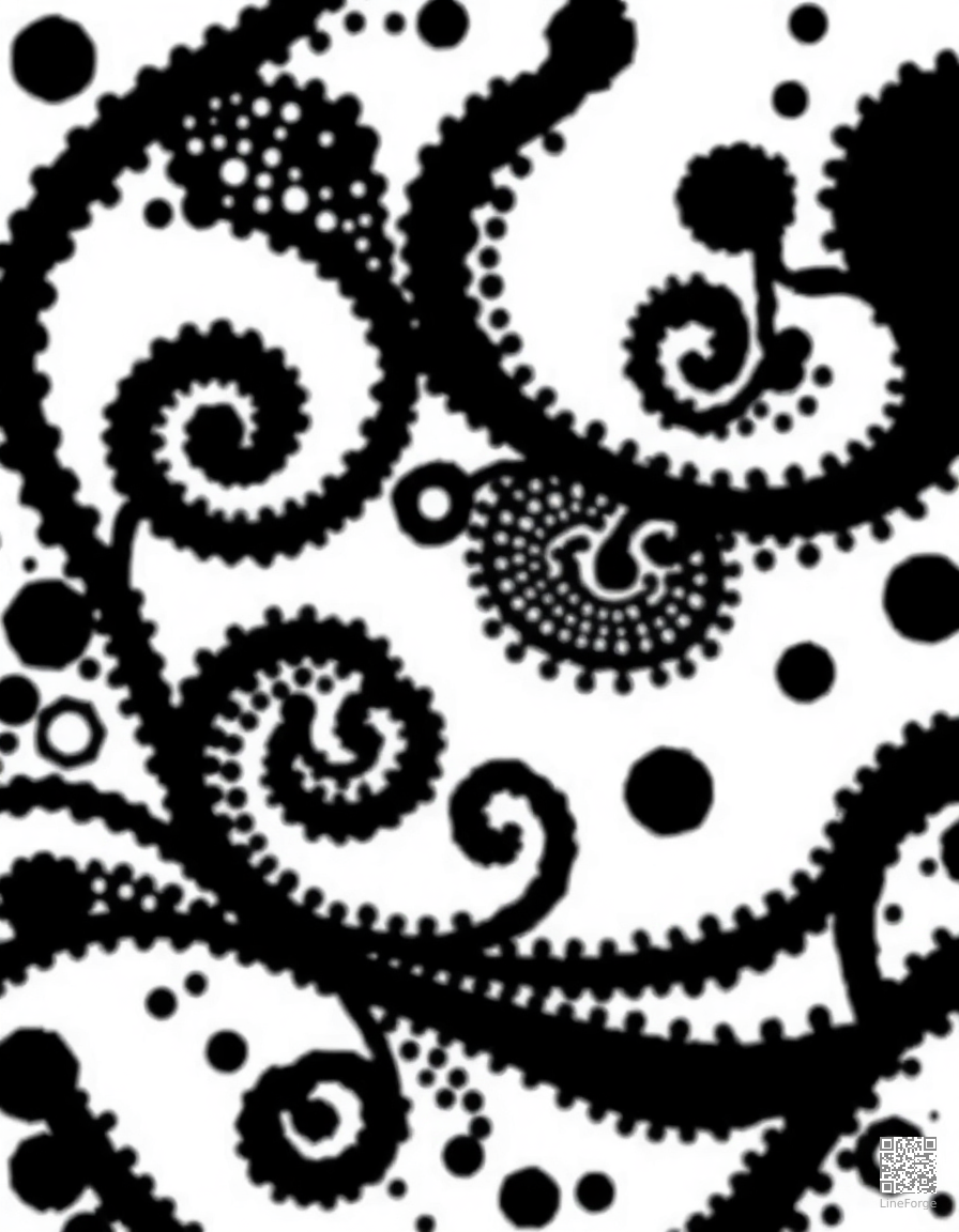 Free zentangle abstract pattern with swirls coloring page in stipple style — printable line art