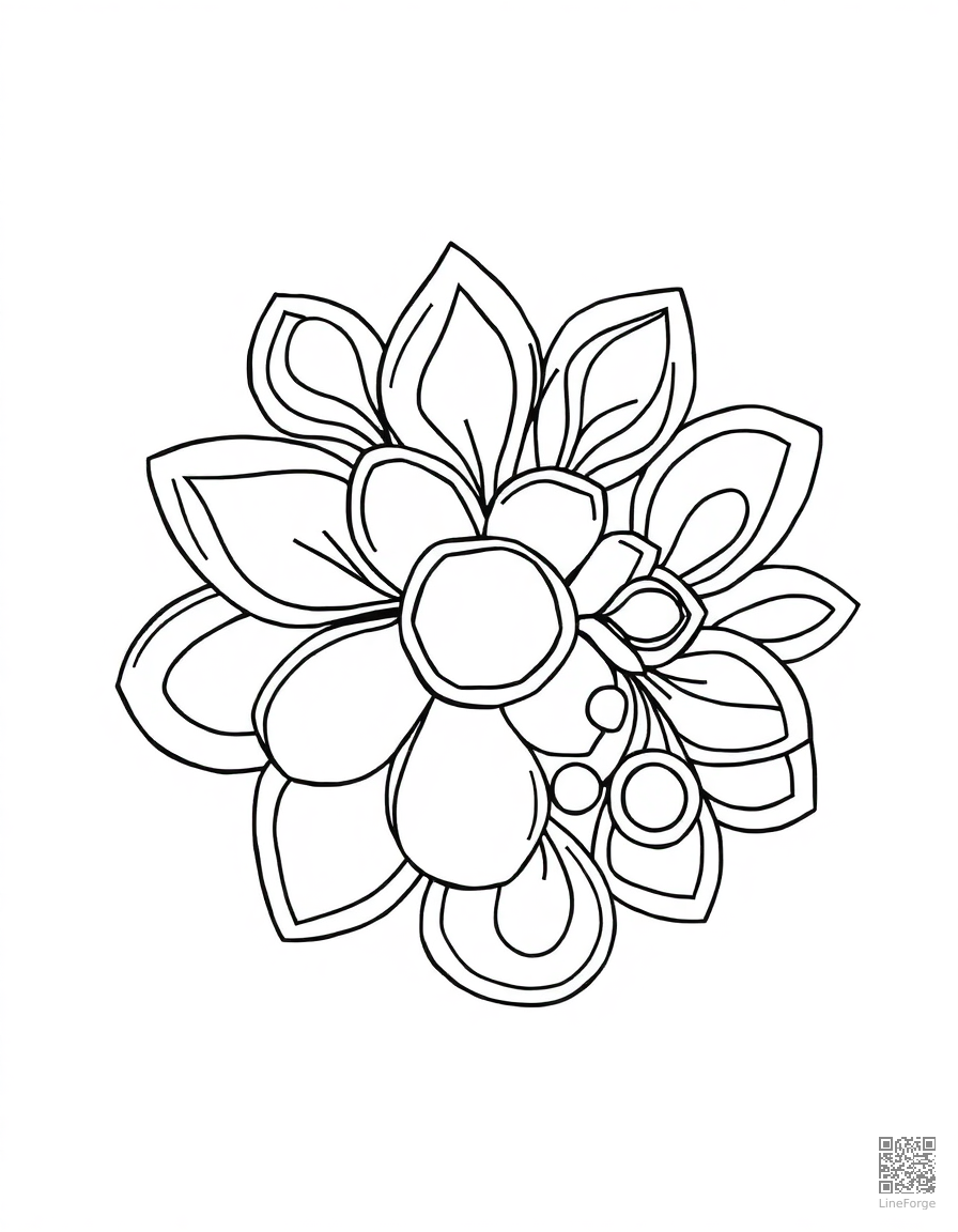 zentangle pattern with organic shapes coloring page Contour style - free printable