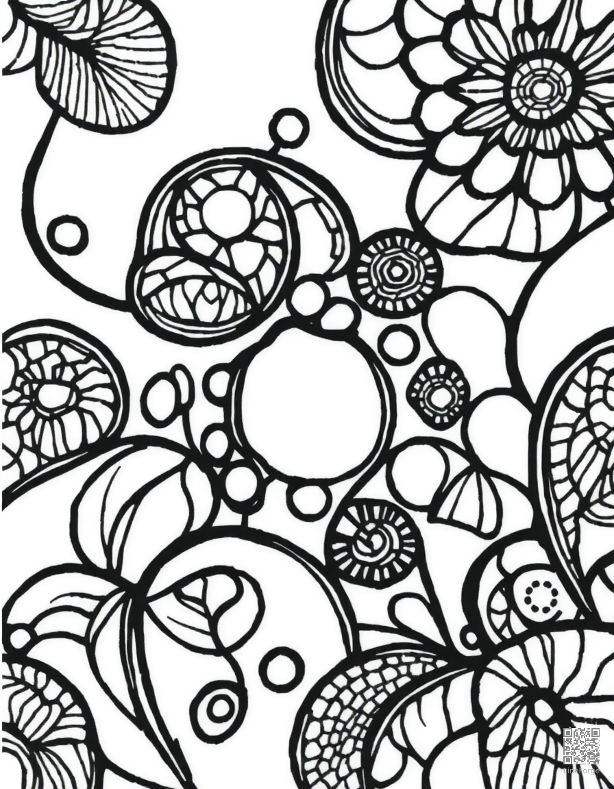 zentangle pattern with organic shapes coloring page Crosshatch style - free printable