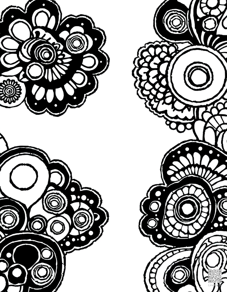 zentangle pattern with organic shapes coloring page Manga style - free printable